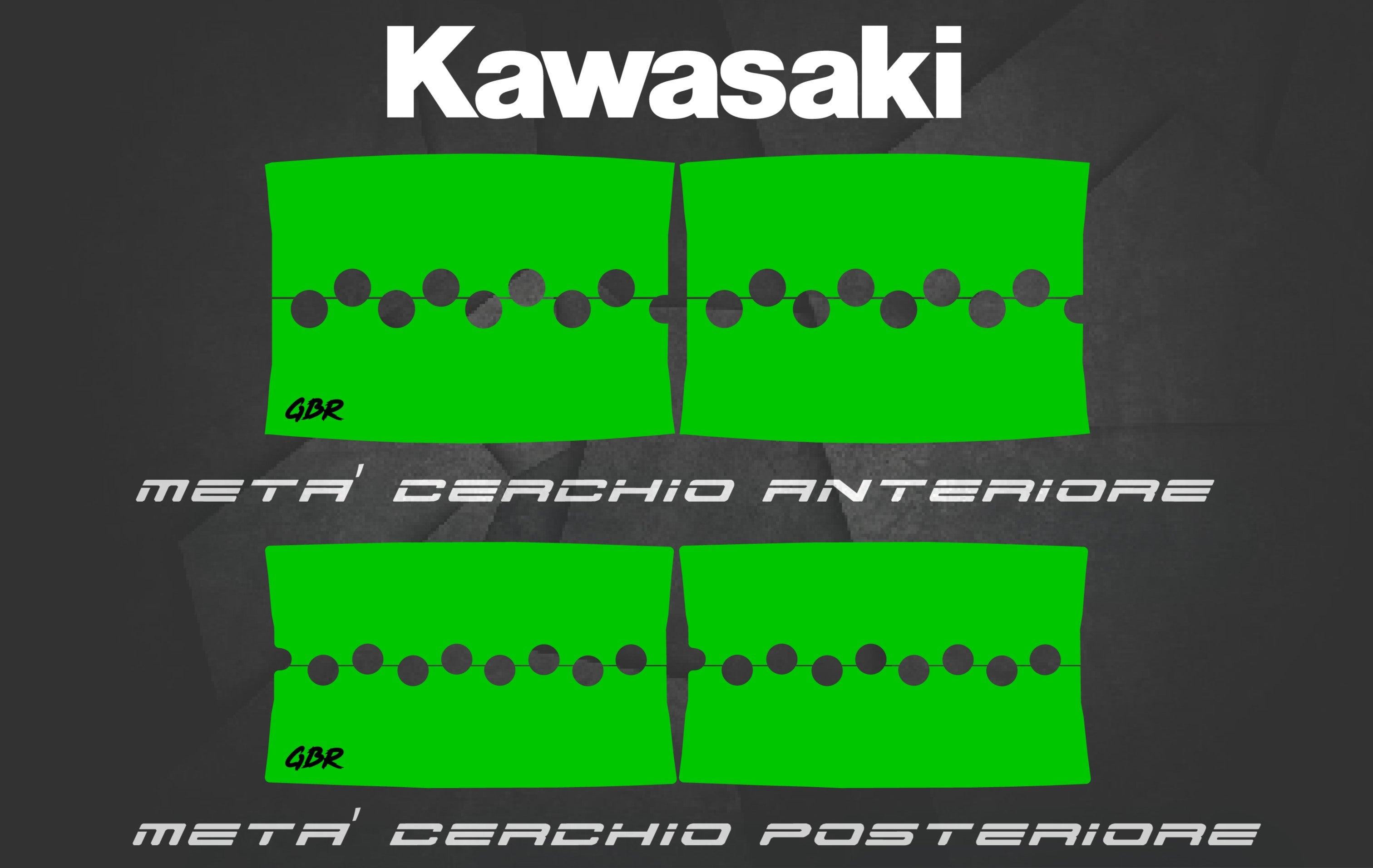 Adesivi Bi-Colore Motard Kawasaki, Adesivi Bi-Color Motard GBR Performance® KAWASAKI